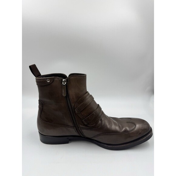 Sergio Rossi Men Size 7 Brown Leather Ankle Boots - Picture 13 of 16